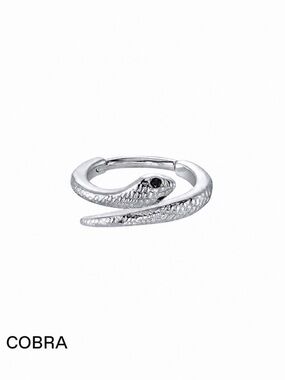 BVLA 1/2 12mm white gold Cobra hinge hoop earring genuine black Diamond